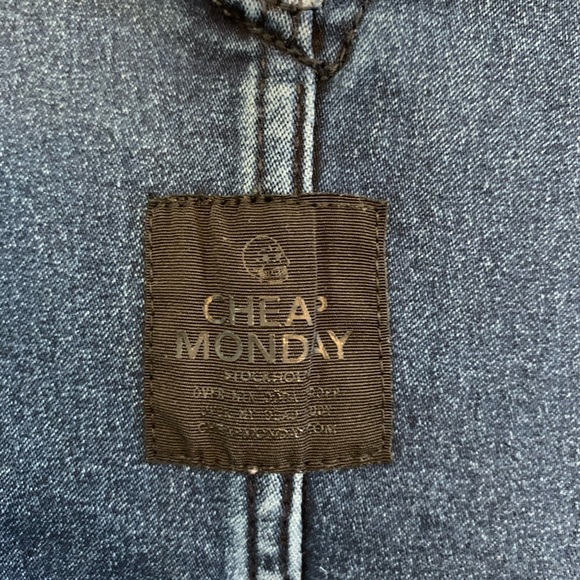 Cheap Monday Dungaree Spray Dark Wash Skinny Denim Overalls size M - Picture 7 of 12